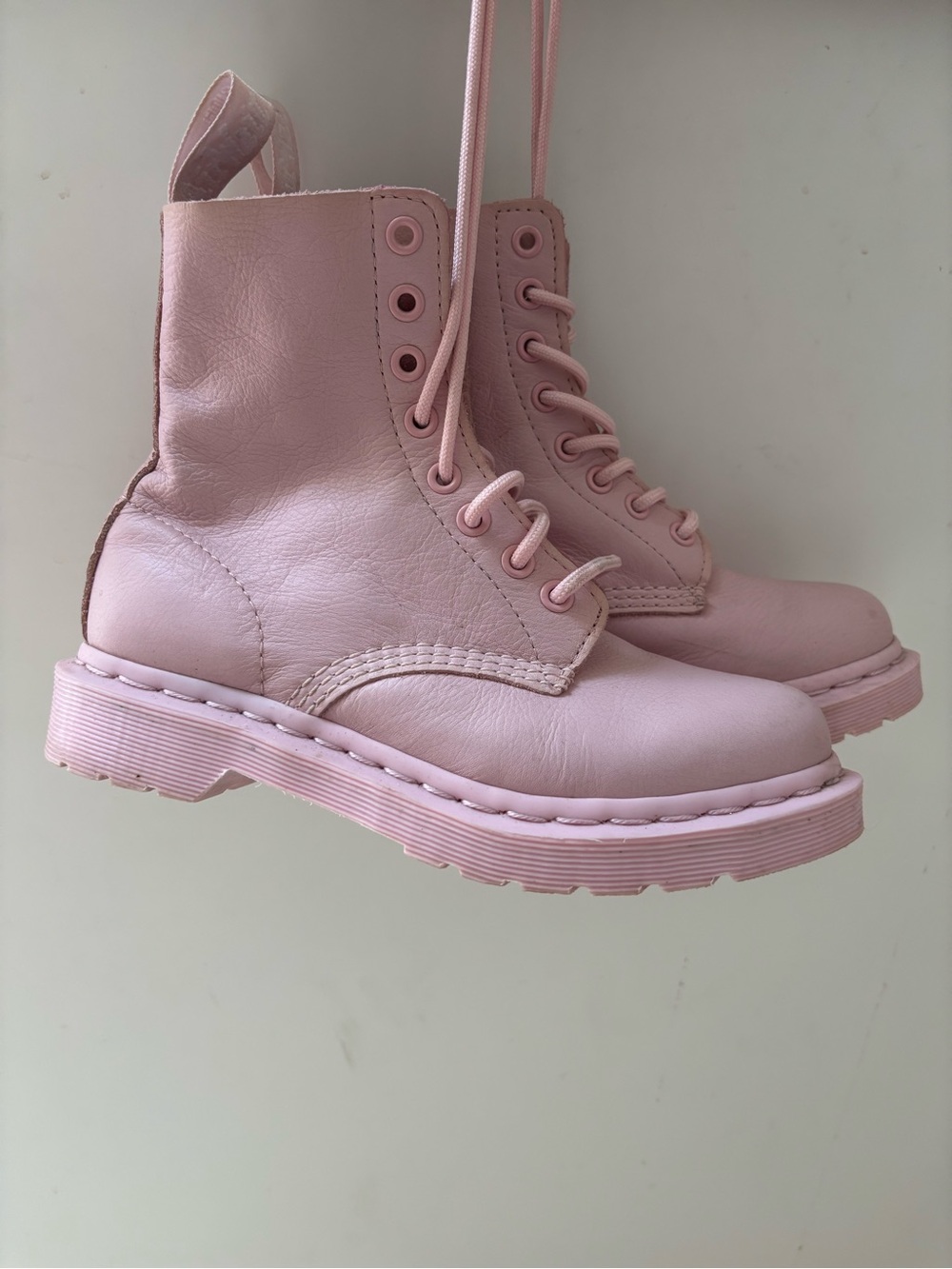 Dr. Martens Pink Lace-Up Leather Boots